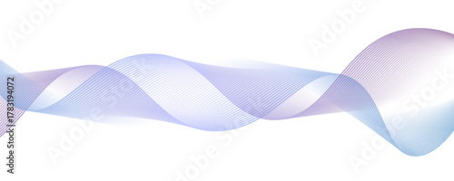 Vector wave lines flowing dynamic colorful blue pink isolated on white background for concept of AI technology, digital, communication, science, music