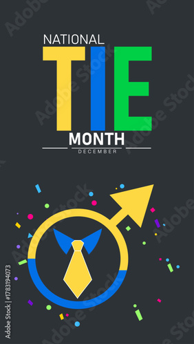 National Tie Month Poster Banner and Background Abstract Design Template Featuring Elegant Necktie Illustration design for mobile responsive