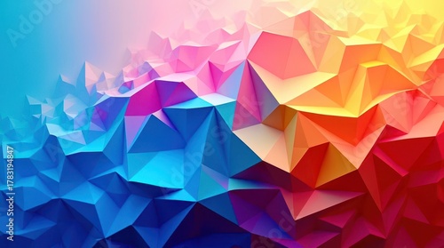 A colorful abstract design with blue, red, and yellow shapes