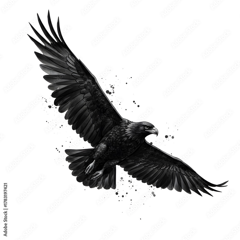 Obraz premium Majestic eagle soars with powerful wings, a symbol of freedom and vision, perfect for branding, publishing, or digital designs needing strength and grace