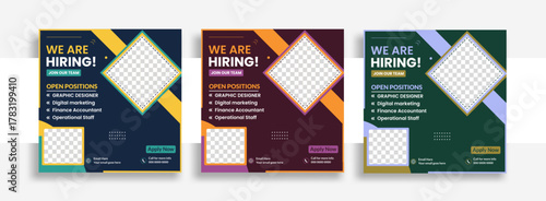 We are hiring recruitment social media post job vacancy square banner template design