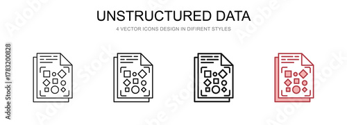 Unstructured Data in 4 different styles vector illustration
