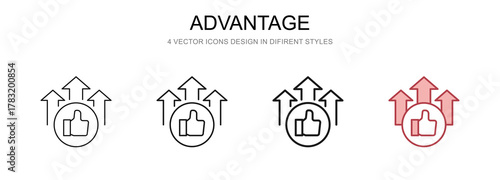 Advantage in 4 different styles vector illustration