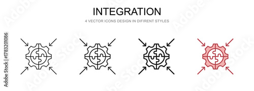 Integration in 4 different styles vector illustration