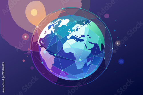 Global network connectivity and digital communication across the planet