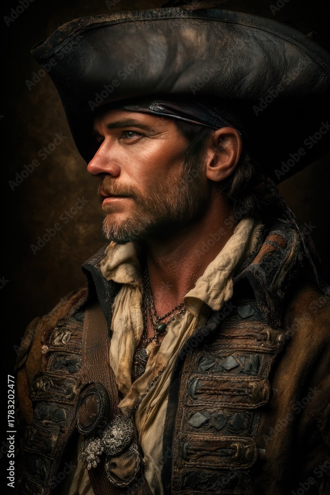 Obraz premium Pirate man with hat and beard