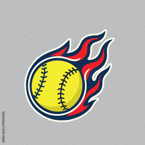 Fastpitch Fireball Flaming Softball Icon