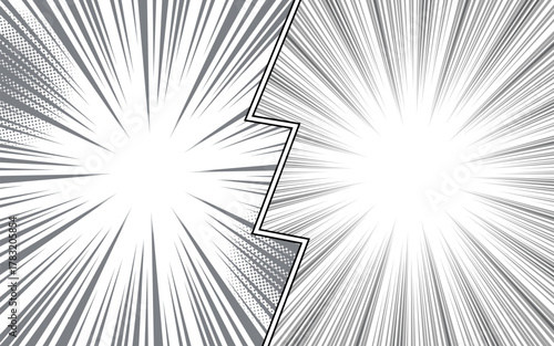 Comic book vs. frame. Pop art halftone background, vector illustration template for challenge competition or team battle. Fight and compare, challenge comic duel.