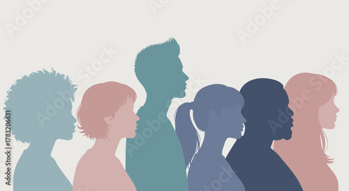 Diverse Silhouettes Representing a Multiethnic and Multigenerational Group of People