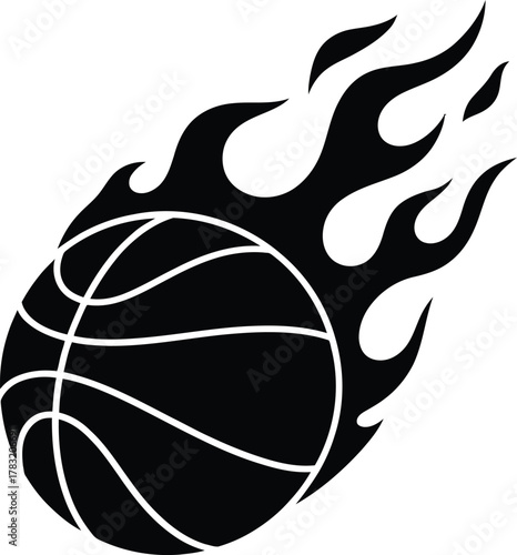 Black basketball ball with fire.