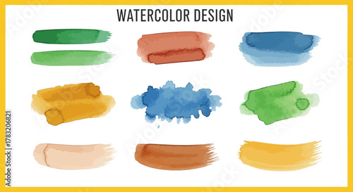 Watercolor Design Elements A collection of colorful brushstrokes for creative projects