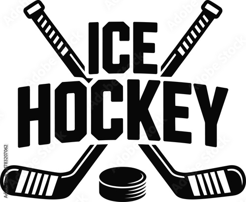 Ice hockey emblem with crossed sticks.