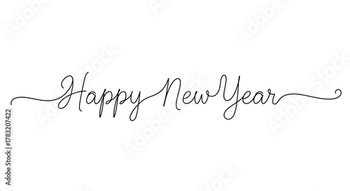 Elegant Happy New Year Script Design for Holiday Greetings and Celebrations