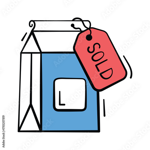 Get this amazing doodle icon of product sold out in trendy style