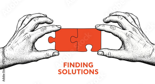 Hands Connecting Puzzle Pieces Finding Solutions and Collaboration Concept Illustration
