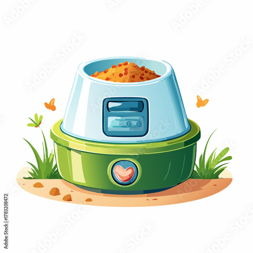 Automatic pet feeder with food and butterflies