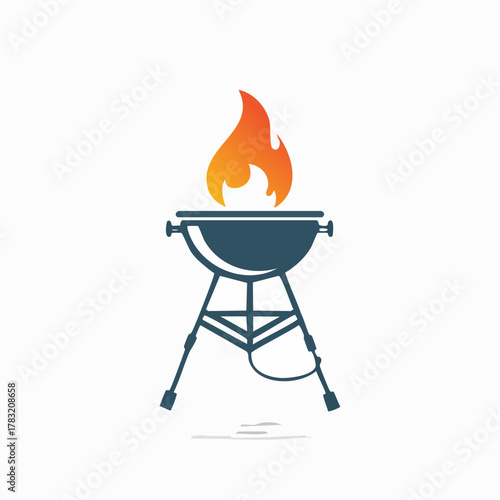 Barbecue grill with fire