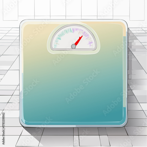 Bathroom scale on tiled floor