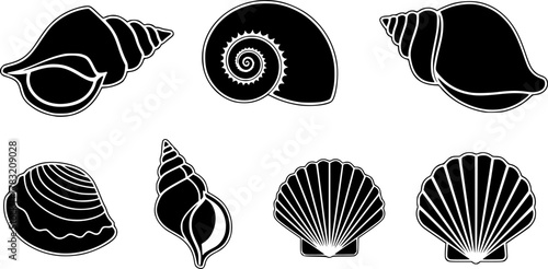 Shell vector black set icon. Vector illustration set shell sea. Isolated icon black seashell on white background .
