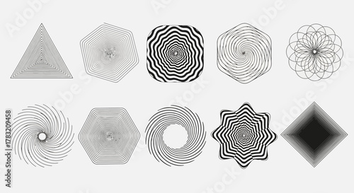 Geometric Wireframe Shapes Abstract Vector Designs