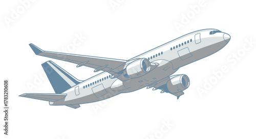 Modern Airplane Taking Off, Ascending into the Sky, Aviation and Travel Concept