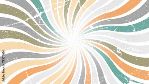 Sun Ray Radial Bg. Psychedelic Swirl Carnival Pattern. Retro Waves, Swirl, Twirl Background. Abstract Groovy Texture
