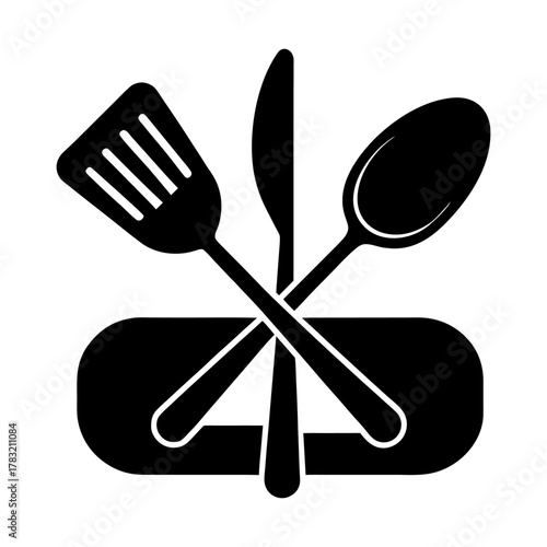 Clean Recipe App Spoon and Fork Crossed Graphic.