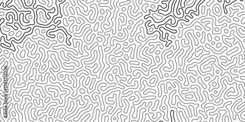 Diffusion reaction seamless vector pattern. Natural seamless line pattern. Linear design with biological shapes. Reaction-diffusion or truing pattern formation. abstract truing organic wallpaper.	