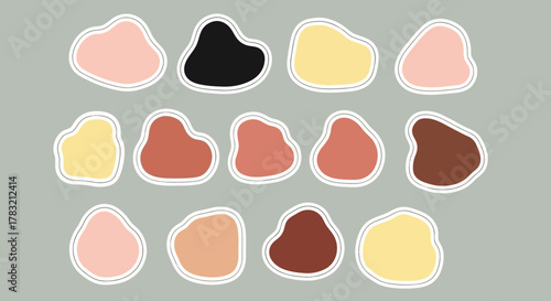 A collection of abstract shapes in various skin tones, suggesting diversity and inclusivity