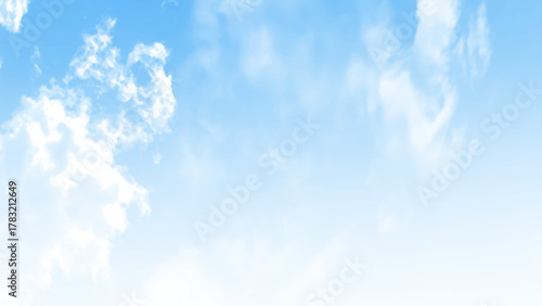 clear blue sky with a few clouds. The sky is very bright and the clouds are scattered throughout. The nature of blue sky with cloud in the morning.