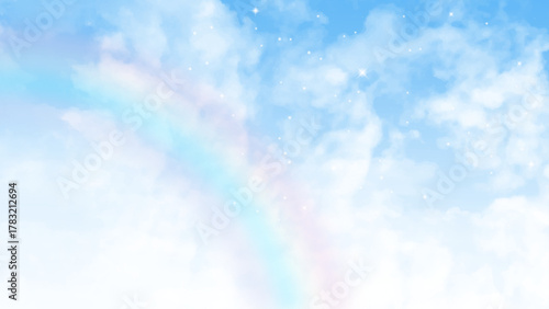 Blue sky with puffy clouds, Sky background