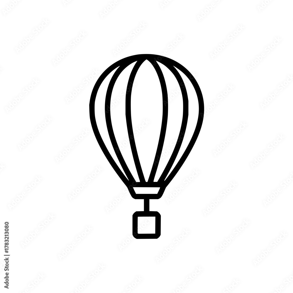 Fototapeta premium Hot air balloon vector icon outline style for travel adventure and festival design element illustration