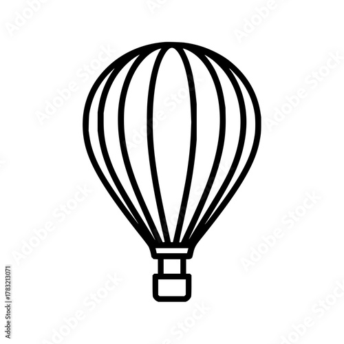 Hot air balloon vector illustration for travel adventure and summer sky activities outline drawing clip art image