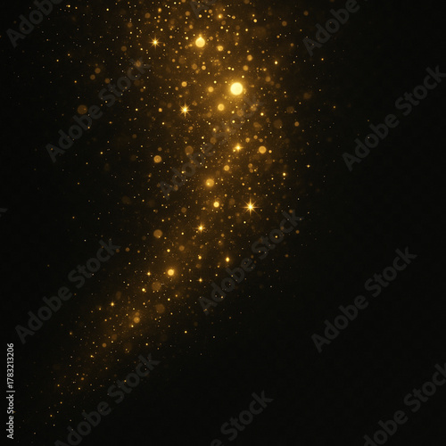Golden Confetti on the black background 
