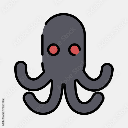 Icon octopus. Pirates theme elements. Icon in filled line style.