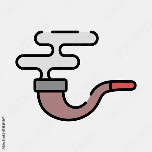 Icon smoking pipe. Pirates theme elements. Icon in filled line style.