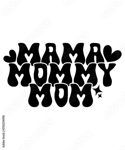 Layered Groovy 'Mama Mommy Mom' T-Shirt Design for Mother's Day