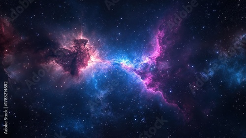 A stunning cosmic nebula showcasing vibrant colors and light.