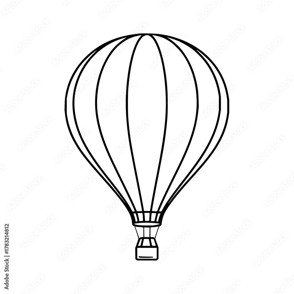 Naklejka premium Hot air balloon outline vector illustration for coloring pages and graphic design projects, simple drawing