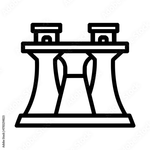 Nuclear power plant icon vector illustration symbol of energy generation station design element drawing outline 100