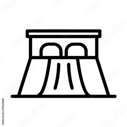 Illustration of water dam engineering structure for hydroelectric power generation station project design