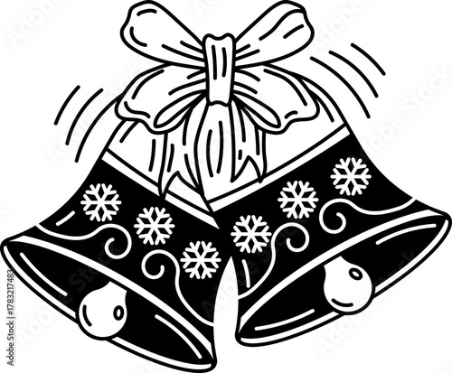 Solid Outline icon of two ringing Christmas bells