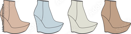 Fashionable Wedge Booties Stylish Ankle Boots in Pastel Colors for Women