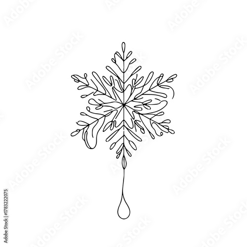 An icy snowflake melting in the sun Tropical Christmas Symbols — Outline / Minimal Linear Vector