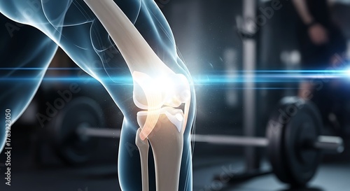 Knee Pain and Injury Illustration in Gym Setting.
