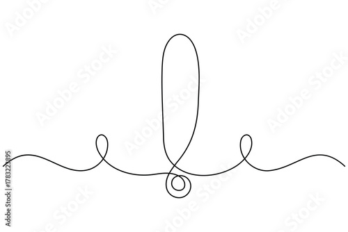 Caution danger sign continuous one line drawing on white background minimalist warning and risk icon outline vector illustration