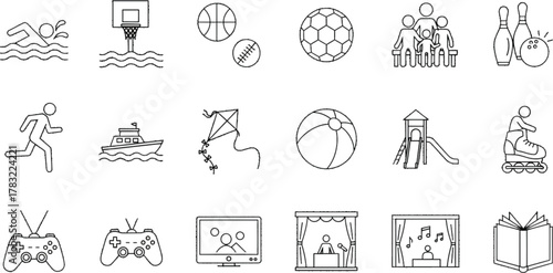 Hand drawn vector collection of travel icons, landmark silhouettes, and ecology signs