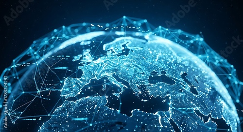 Global Network Connectivity - A Digital Earth with Interconnected Nodes.