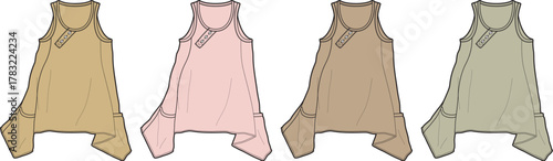 Varied Styles Fluid Sleeveless Top Mockups for Apparel Design and Garment Presentation