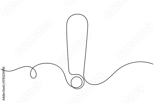 Caution danger sign continuous one line drawing on white background minimalist warning and risk icon outline vector illustration
